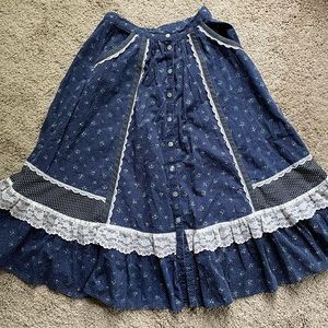 Gunne sax midi blue skirt size 7